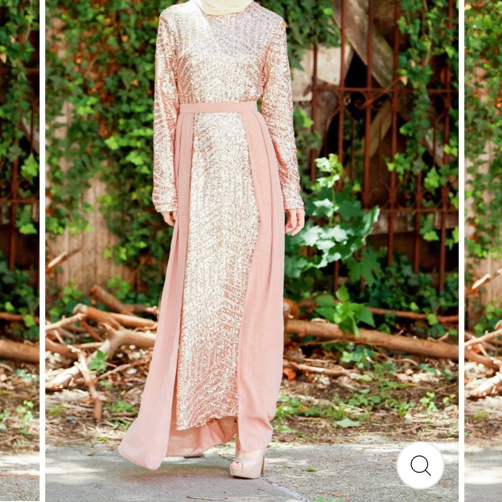 Urban modesty Women’s XXL ROSE GOLD CHEVRON SEQUIN GOWN